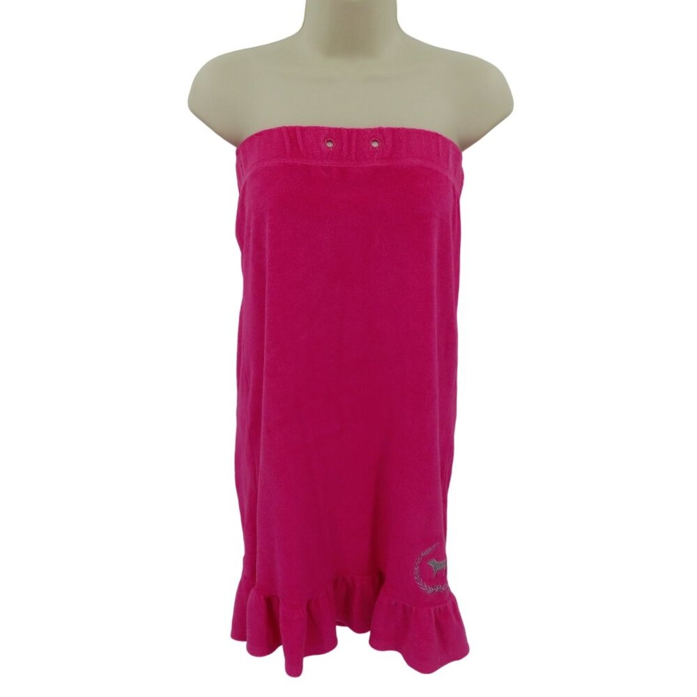 Victorias Secret Univ PINK XS/S Sequin Pink Terrycloth Coverup Dress Strapless
